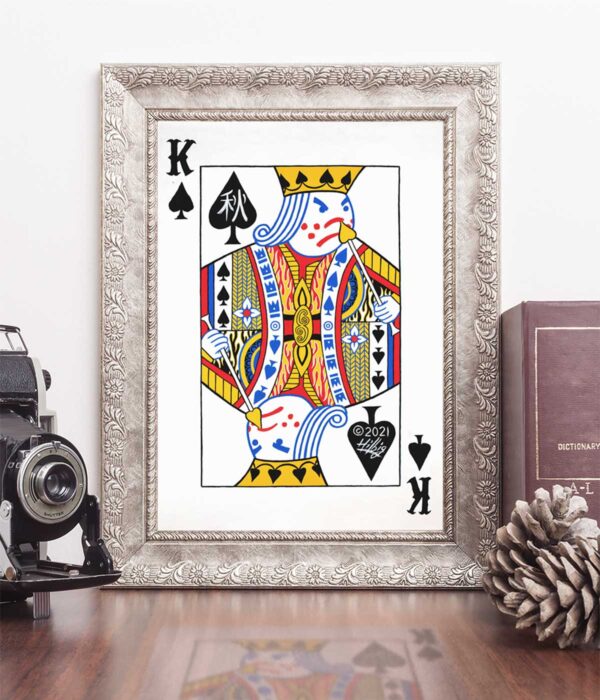 A framed 5x7 inch King of Spades art print