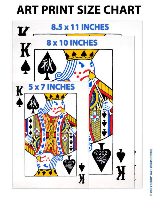 Size comparison of King of Spades art prints