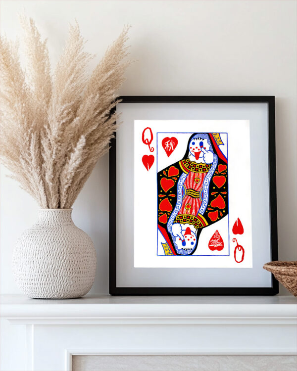 8x10 inch Queens of Hearts Art Print in a frame